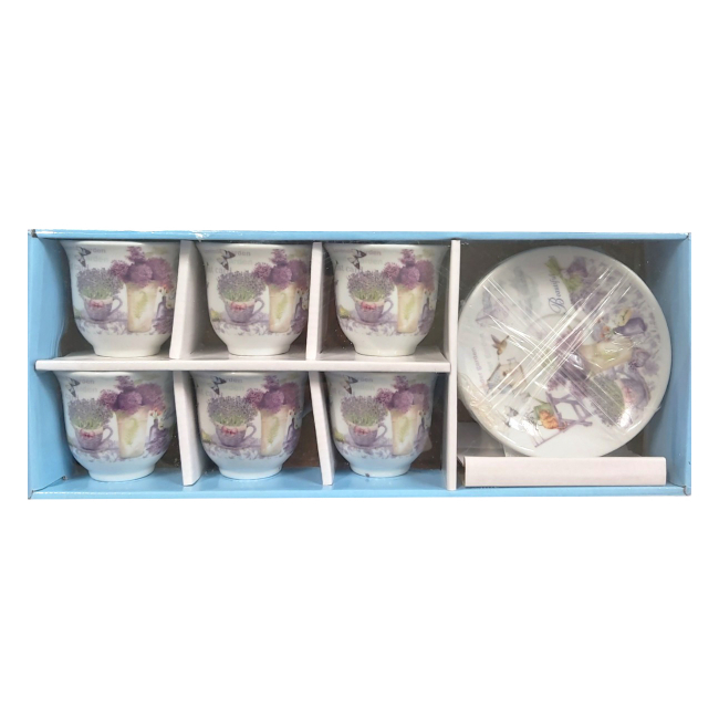 Set 12 piese cesti cafea si farfurioare ceramica 6 persoane 120ml 86-1 CNN50550