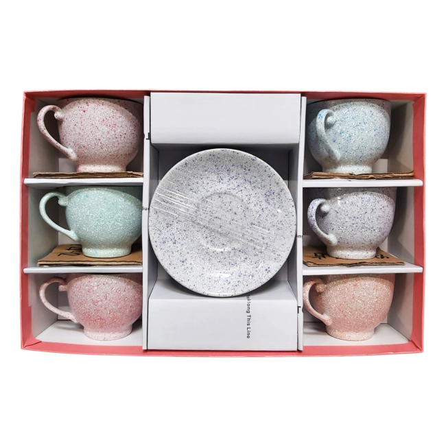Set 12 piese cesti cafea si farfurioare ceramica 6 persoane 180ml 8-7 CNN50549