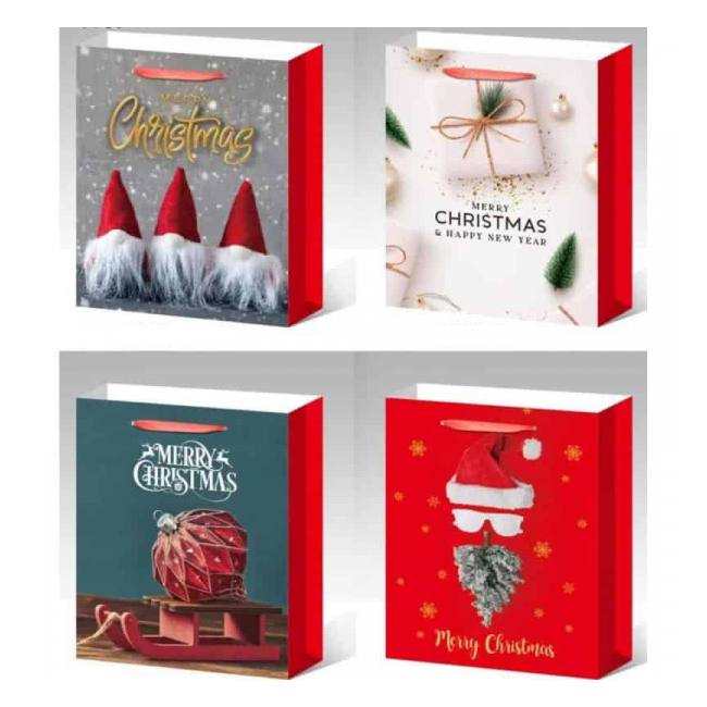 Set 12 Pungi Carton de Craciun DIV.Modele 18x24cm SD-80040 WEI DNC54238