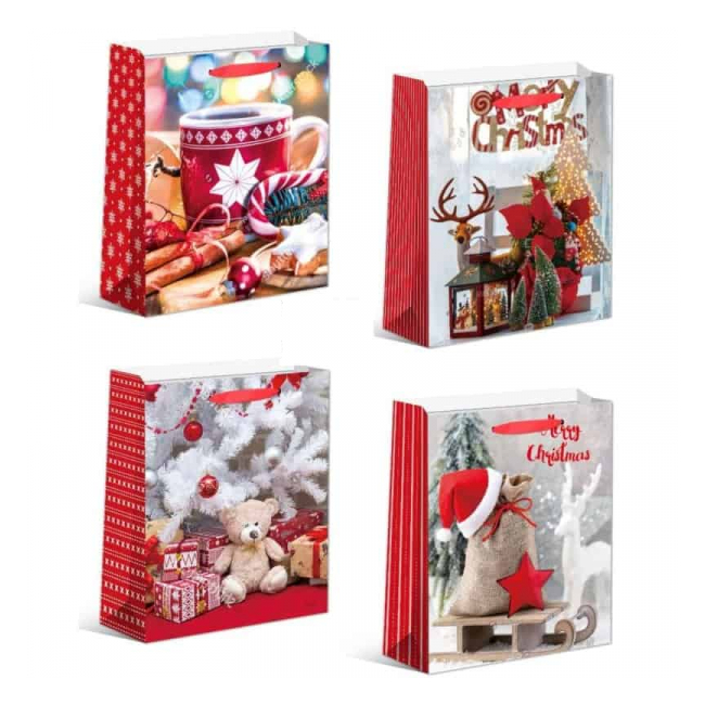 Set 12 Pungi Carton de Craciun DIV.Modele 31x40X12cm SD-80042 WEI DNC54242