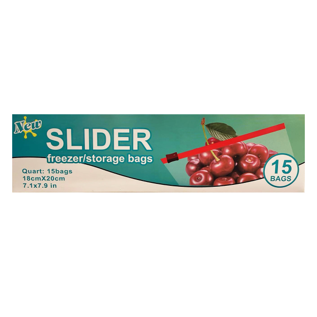 Set 15 Pungi Alimentare cu fermoar Slider Ziplock 1l 18x20cm CNN52589