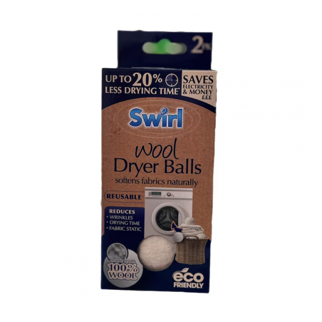 Set 2 bile de lana pentru uscator Wool & CO Swirl Dryer Alb DNC64147