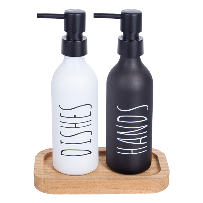 Set 2 dozatoare de sapun cu suport bambus S1253 CNN51741