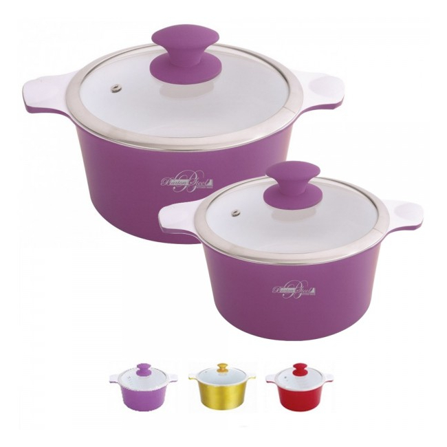 Set 2 Oale ceramice cu capac Barton Steel BS65104