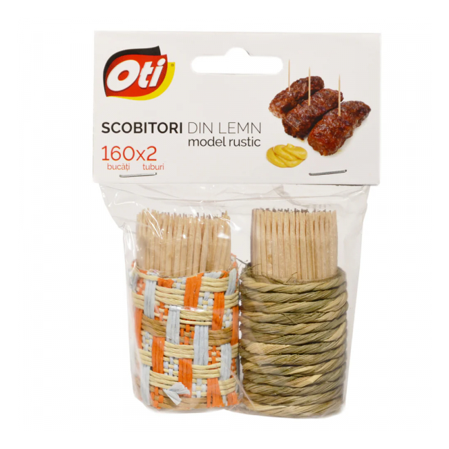 Set 2 tuburi Scobitori din lemn model rustic 65mm 2x160buc CNN19893