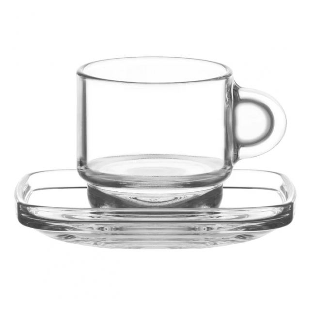 Set 24 Cesti Cafea Ceai 24 Farfurii Sticla Groasa Cozy S2 270ml ARTC