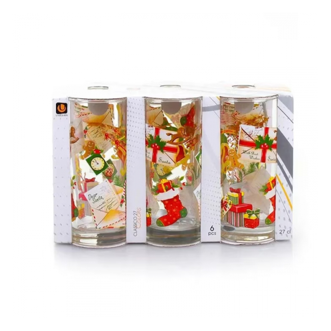 Set 24 Pahare Sticla 270ml Classico 91206 Scrisoare Craciun DNC21828