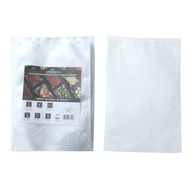 Set 25 Pungi gofrate pentru vidat alimente 20x30cm Grunberg GR6154