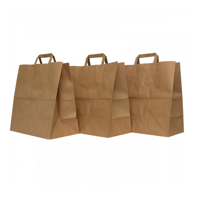 Set 250 Pungi Sacose Hartie Catering Kraft Natur Maner Plat 28x29x17cm