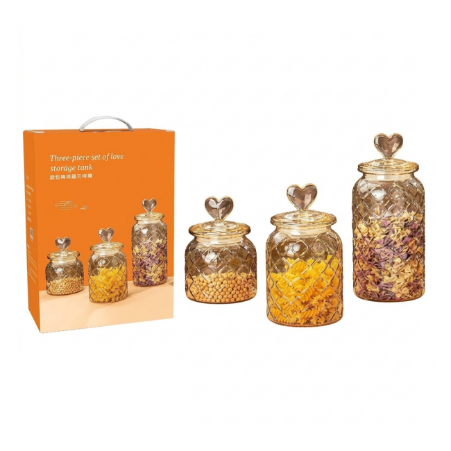 Set 3 Borcane Codimente Sticla 0.8/1.2/1.6L Wei A16513 DNC68092