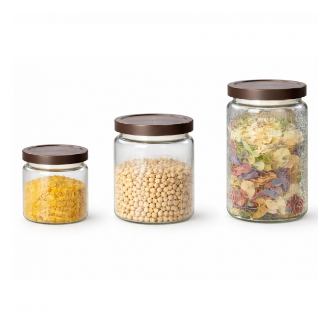 Set 3 Borcane Condimente 600/750/1500ml Sticla+PVC WEI A-16017 DNC6661