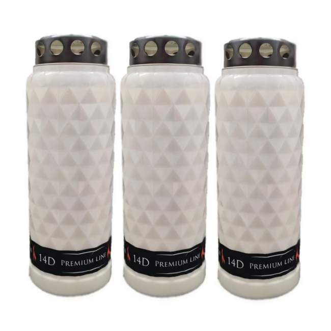 Set 3 Candele 14 zile Premium Line 14D cu Capac 3x336H ALBE DNC