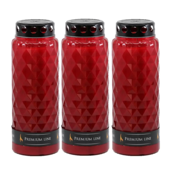 Set 3 Candele 14 zile Premium Line 14D cu Capac 3x336H ROSII DNC