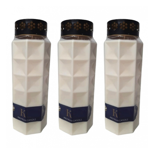 Set 3 Candele Premium 5 zile cu Capac K5 3x120H Albe