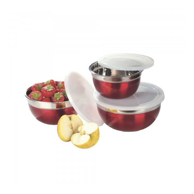 Set 3 caserole de Inox cu Capac Plastic Grunberg ILSB3