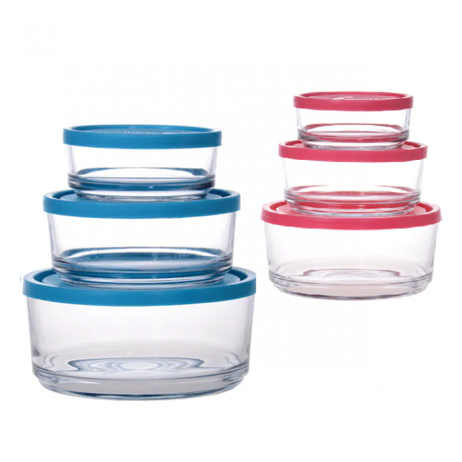 Set 3 Caserole Rotunde Sticla cu Capace 1.5l 0.84l 0.45l B73567 DNC