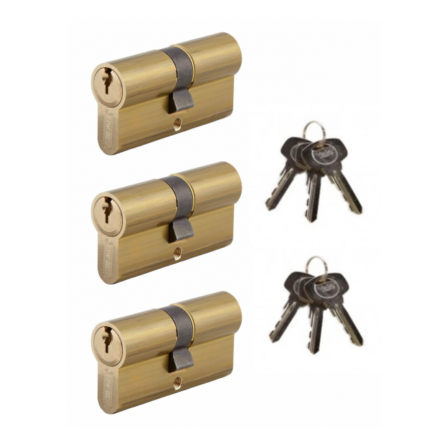 Set 3 Cilindri Siguranta 30×30 auriu Yale 500 6chei frezare MNR9113
