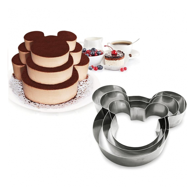 Set 3 Inele Forme INOX Mickey Copt Tort Multietajat 10cm 15cm 20cm