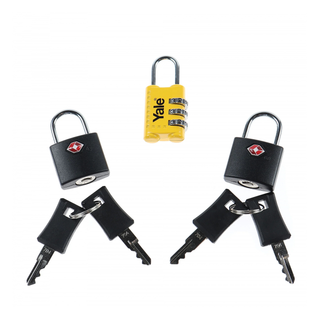 Set 3 Lacate cu cifru alama pentru calatorii TSA Yale 43mm MNR8899