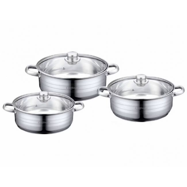 Set 3 oale Inox cu capace Cheffinger CF-SP06