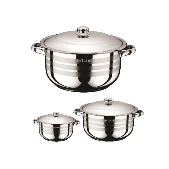 Set 3 Oale Inox Capace Metalice 20/22/24cm 3.2/4.5/6.3L Ertone MN515