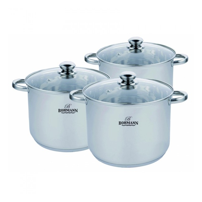 Set 3 Oale Inox cu Capac 6 Piese Bohmann BH3436