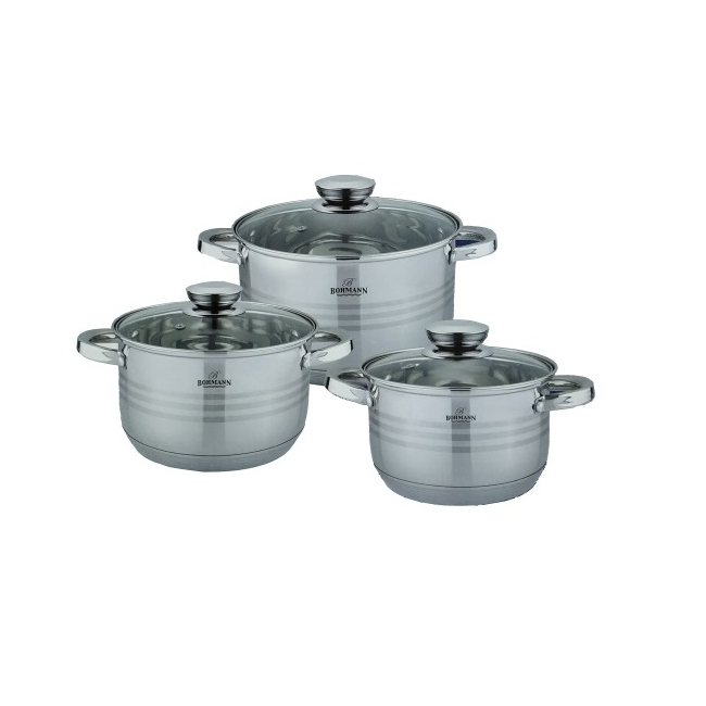 Set 3 Oale Inox Inductie 6 piese 2.9L, 3.9L, 5.1L  Bohmann BH712416