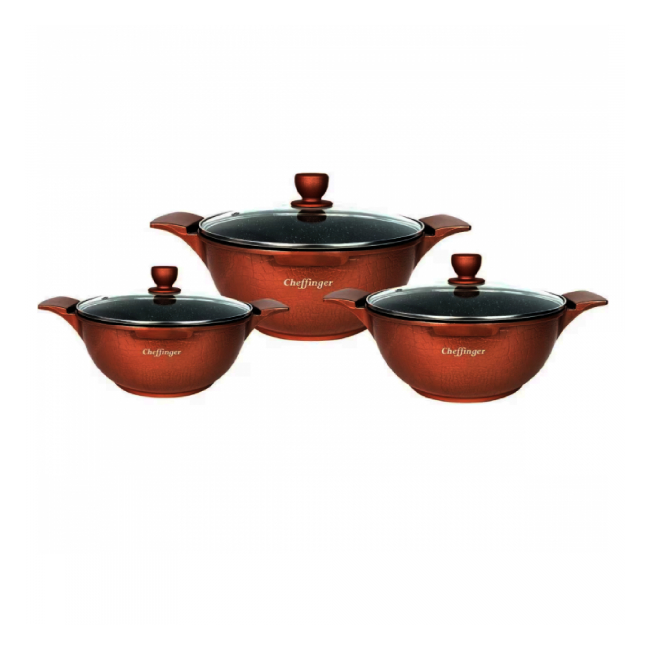 Set 3 oale marmorate Bronz cu capace Cheffinger CF-LC01 BUR