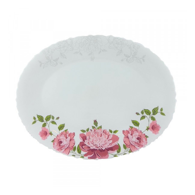 Set 3 Platouri Opal Alb Model Bujori Decor 34cm V1010/400 DNC42484