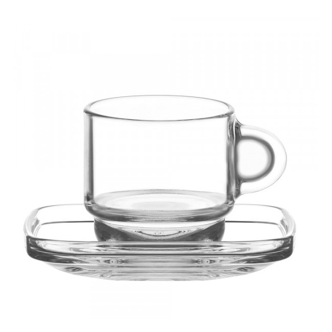 Set 36 Cesti 91ml Espresso cu 36 Farfurii Sticla Groasa Suprapozabile Cozy 409 ARTC