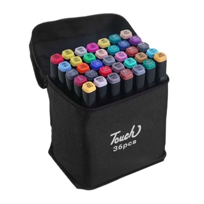 Set 36 Markere 2 capete subtire si gros geanta depozitare Multicolor Touch DNC66916