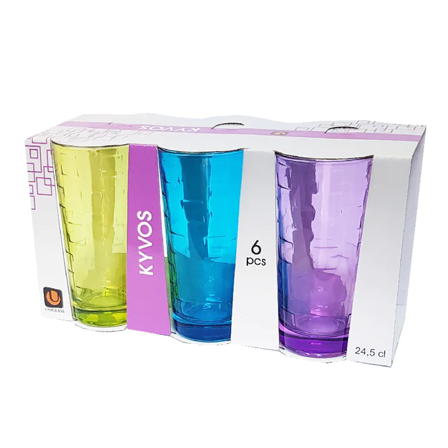 Set 36 Pahare Sticla Apa Suc Limonada 245ml Kyvos Color 51050 DNC41857