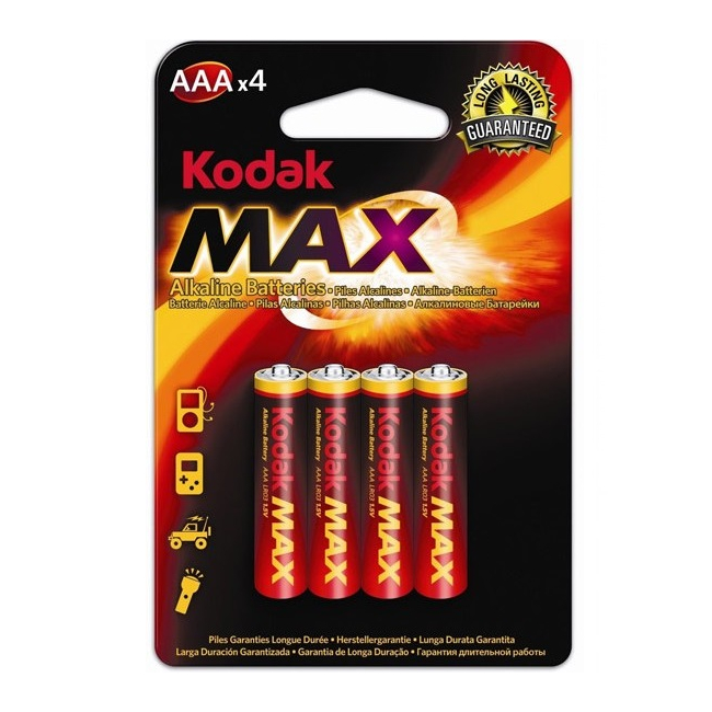 Set 4 Baterii Alcaline Kodak MAX, tip AAA / LR03