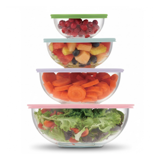 Set 4 Caserole Sticla Termorezistenta 4 capace Plastic Crofton MXL401RD JGR