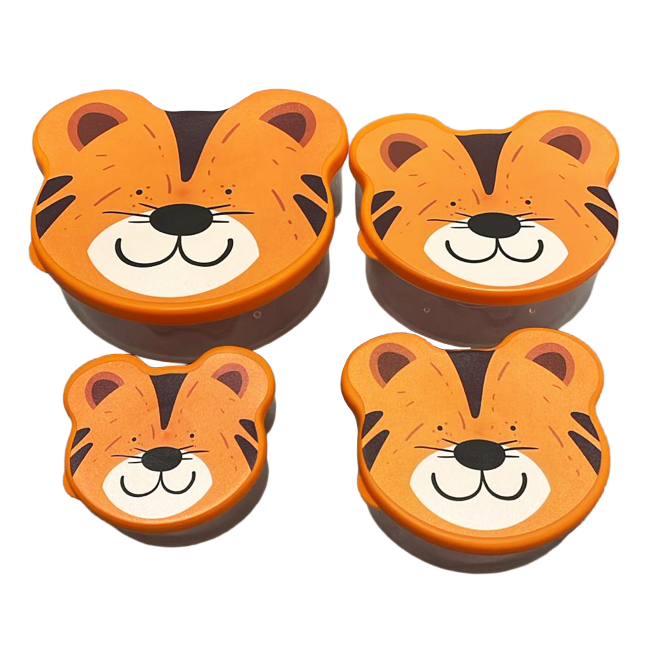 Set 4 cutii alimentare cu capac in forma de tigru 162270-808 CNN51663