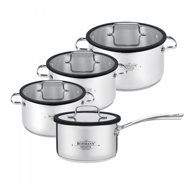 Set 4 Oale Inox 8 Piese cu Capace Bohmann Premium BP083008