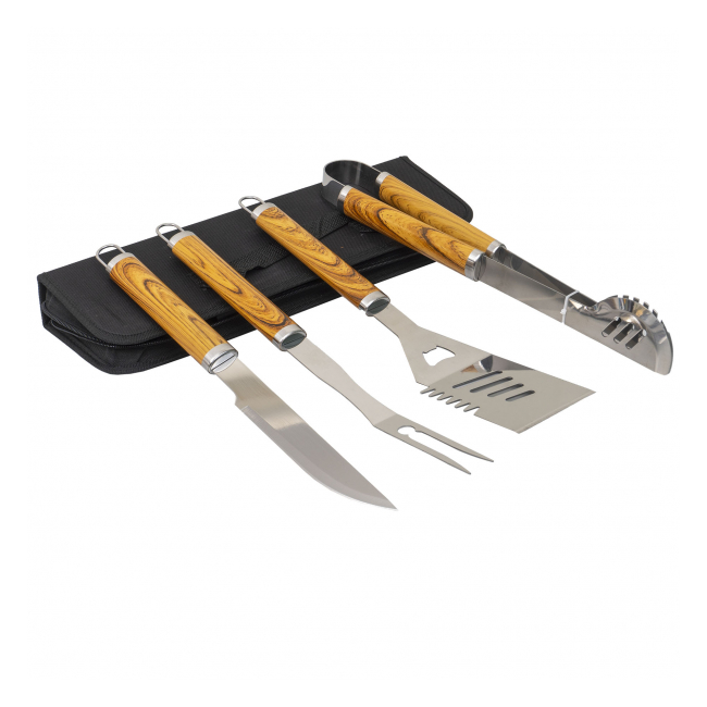 Set 4 piese din INOX pentru gratar si borseta depozitare Zilan ZTS8329