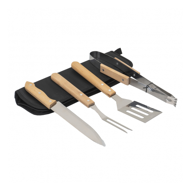 Set 4 piese din INOX pentru gratar si borseta depozitare Zilan ZTS8337