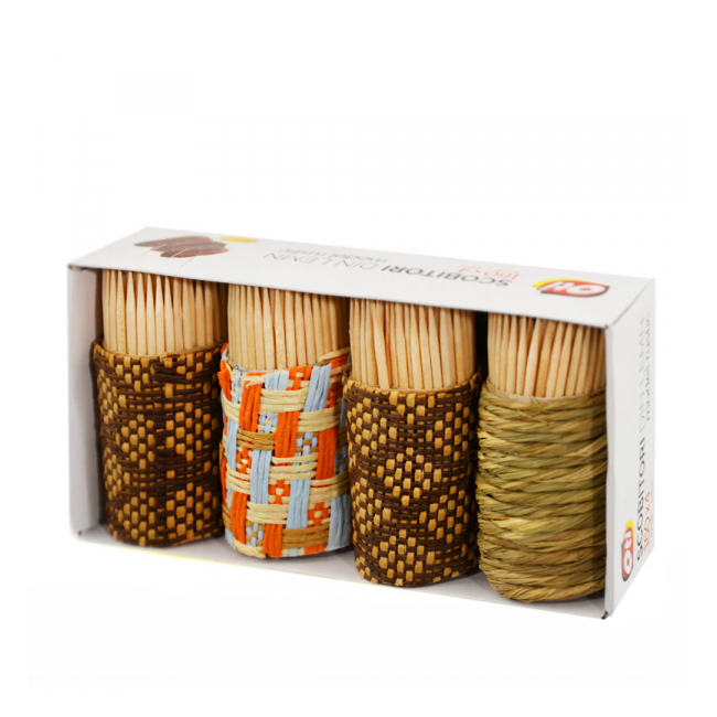 Set 4 tuburi Scobitori din lemn model rustic 65mm 4x160buc CNN45250