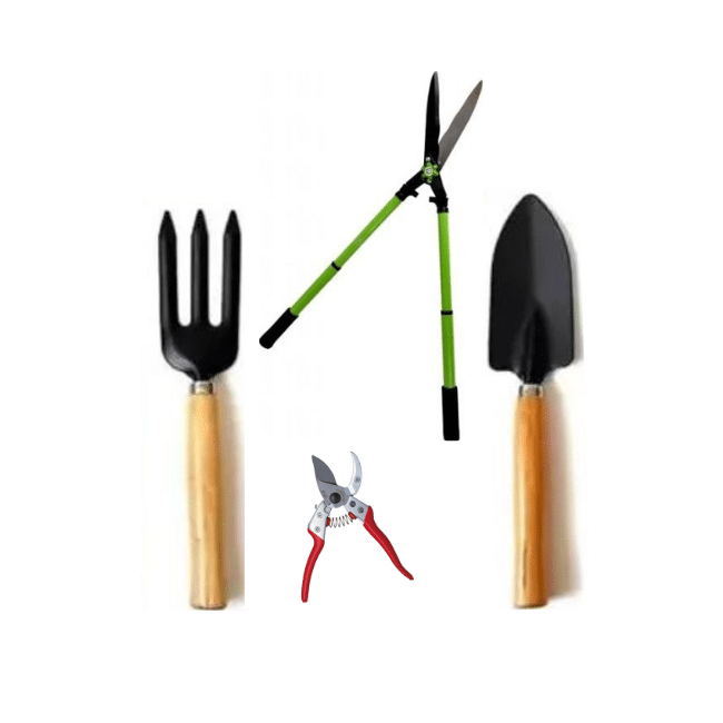 Set 4 unelte pentru gradinarit cu maner lemn furca 34cm J-1572 SNH