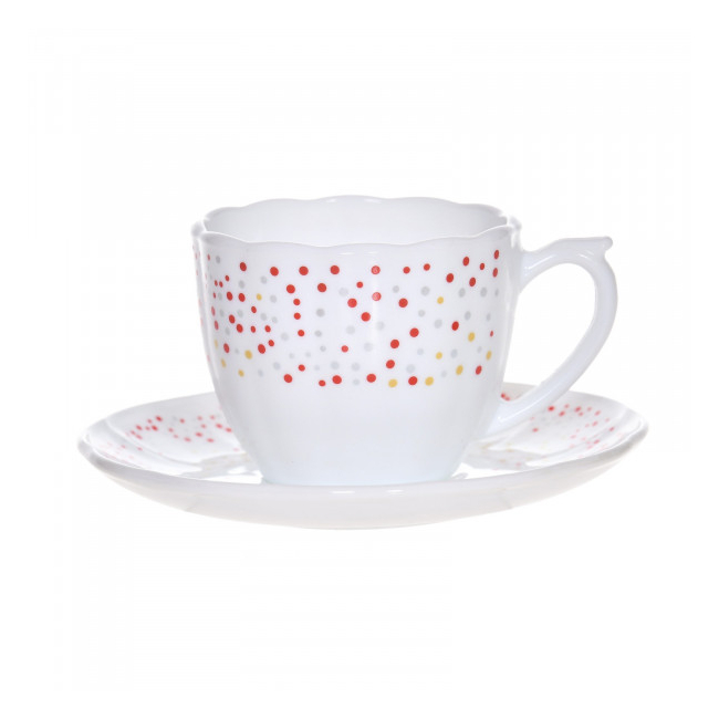 Set 6 Cesti Cafea 6 Farfurii Opal Alb Eljado 190ml WINTER DNC45318