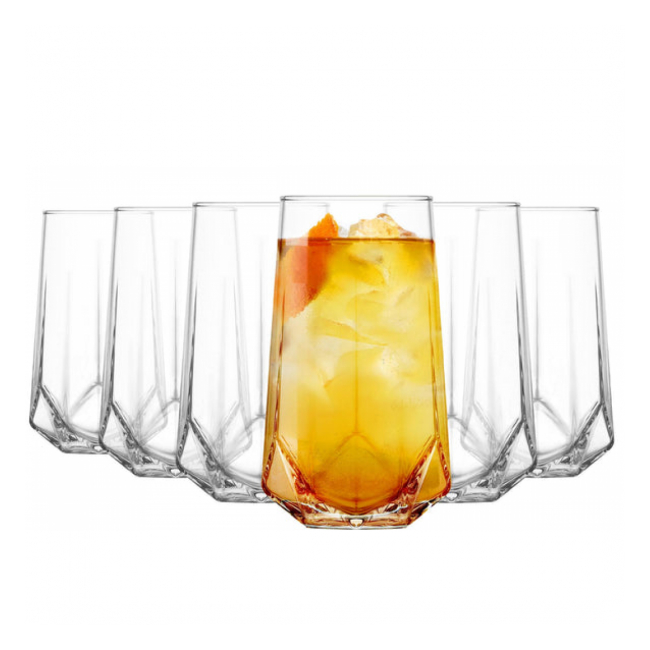 Set 48 Pahare Long Drinks din Sticla pentru Bauturi 460ml Valeria VLR374