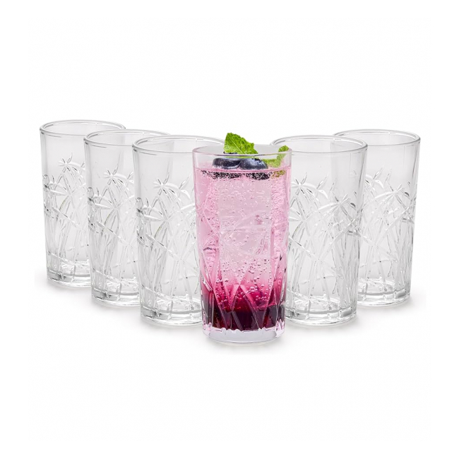 Set 48 Pahare Tumbler Sticla Clara India Cello SWIRL Romburi 275ml DNC68561