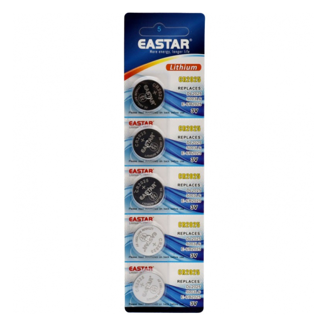 Set 5 Baterii 3V Li-Ion Blister Eastar CR2025 9F028 XXM