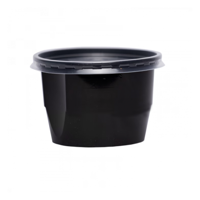 Set 50 boluri PP negre cu capac transparent supa 680ml DNC66379