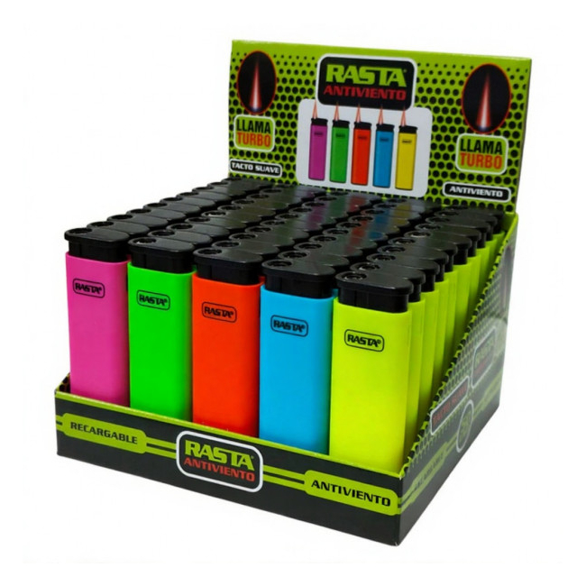 Set 50 Brichete Reincarcabile cu Gaz Antivant Jet Soft Color Rasta DNC61263