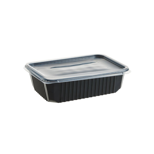 Set 50x Caserole negre microunde cu capac 750ml PP DNC54012