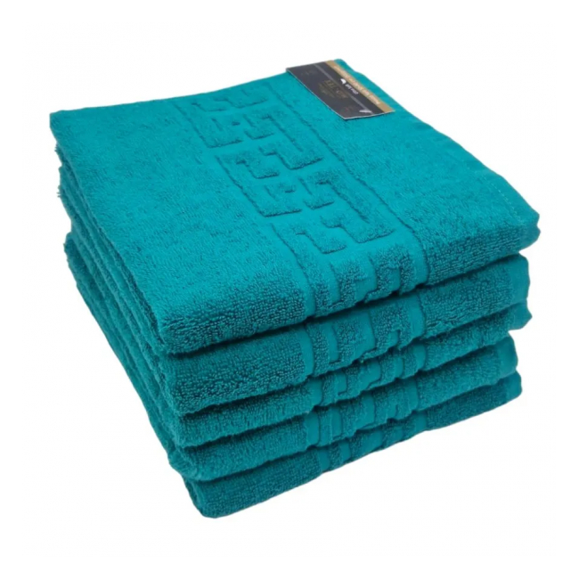 Set 5x Prosop de fata 50x90cm Model Asia Greek 480gr/mp 42522ET Turquoise JGR Bumbac