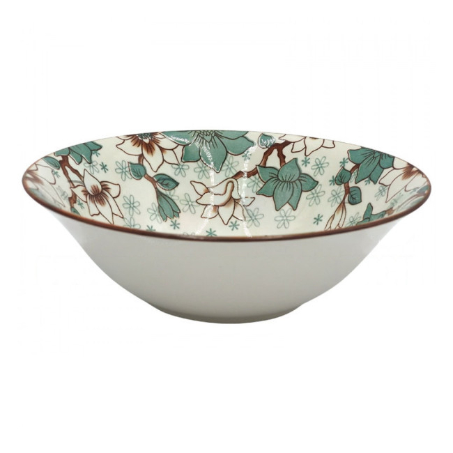 Set 6 Boluri Salata Ceramica Model Floral Verde 17.5cm DNC64789