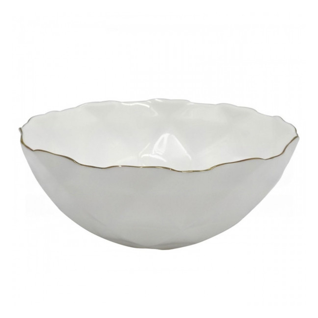 Set 6 Boluri Salata Opal Infinity Alb cu Margini Aurii 15cm DNC63274 CNN50884